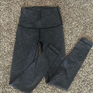 Lululemon Wunder Under High Rise Full Length Space Dyed Grey Leggings sz 6